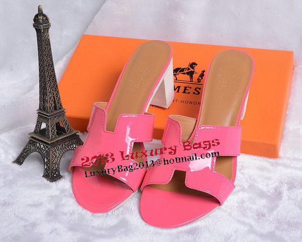 Hermes Sandals Patent Leather HO0438 Rose