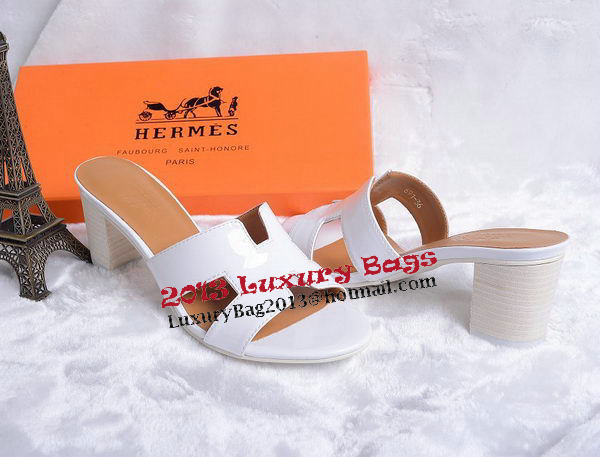 Hermes Sandals Patent Leather HO0438 White