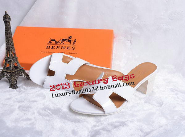 Hermes Sandals Patent Leather HO0438 White