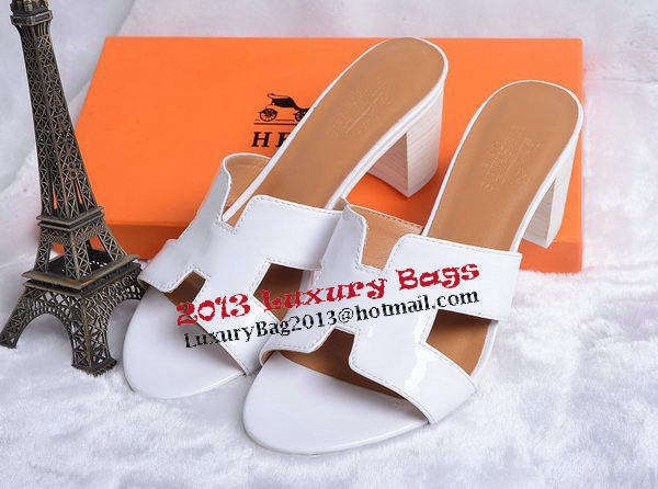 Hermes Sandals Patent Leather HO0438 White