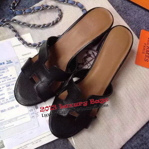 Hermes Sandals Togo Leather HO0471 Black