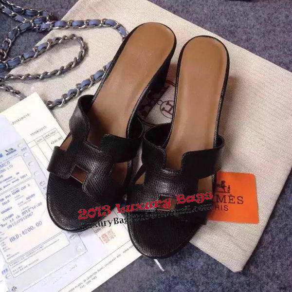 Hermes Sandals Togo Leather HO0471 Black