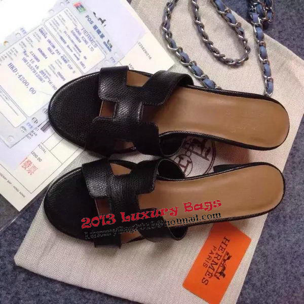 Hermes Sandals Togo Leather HO0471 Black