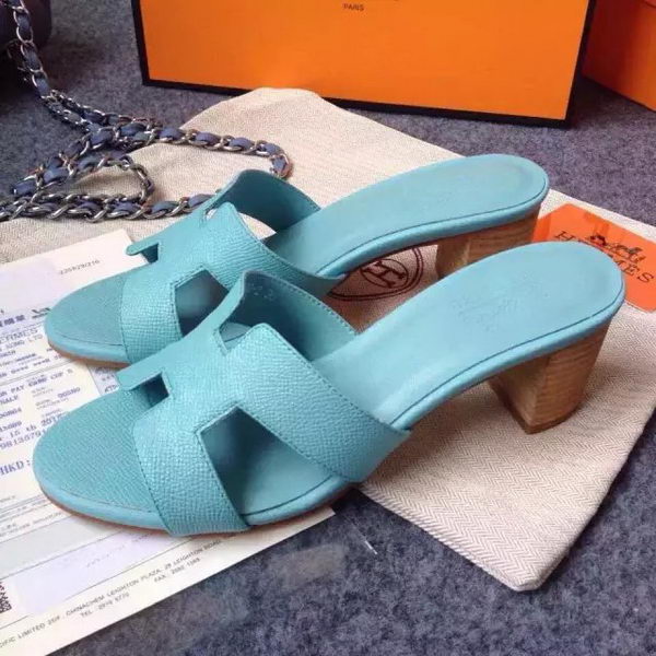 Hermes Sandals Togo Leather HO0471 Light Blue