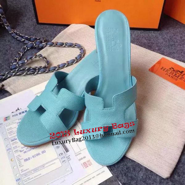 Hermes Sandals Togo Leather HO0471 Light Blue