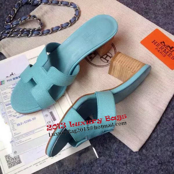 Hermes Sandals Togo Leather HO0471 Light Blue