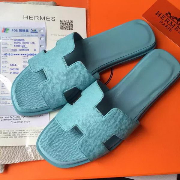 Hermes Slipper Calfskin Leather HO0476 Light Blue