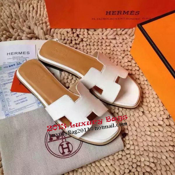 Hermes Slipper Calfskin Leather HO0476 OffWhite