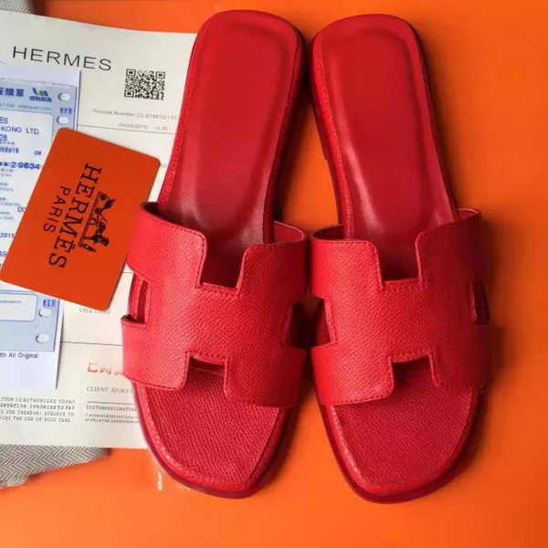 Hermes Slipper Calfskin Leather HO0476 Red