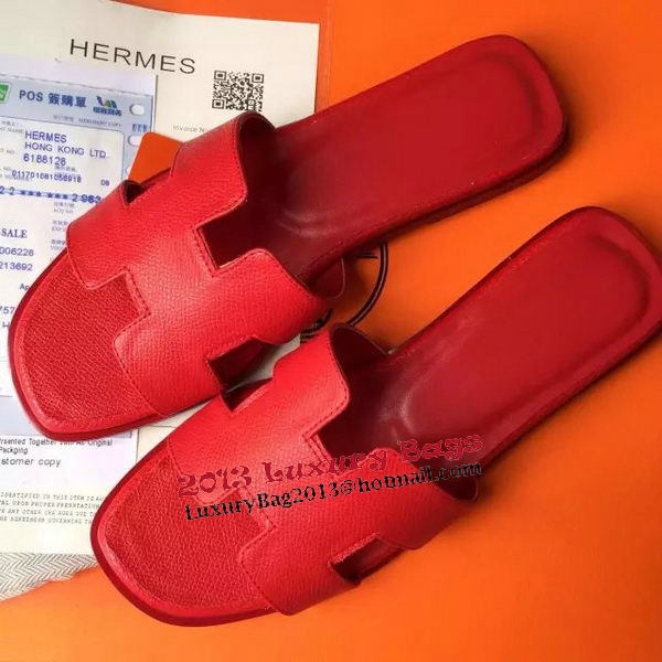 Hermes Slipper Calfskin Leather HO0476 Red