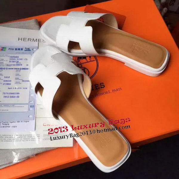 Hermes Slipper Calfskin Leather HO0476 White