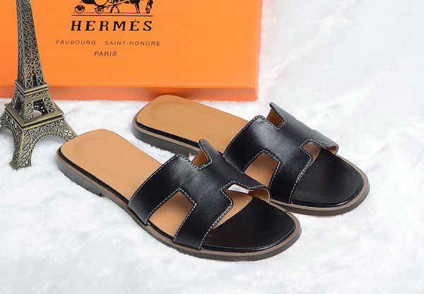 Hermes Slipper Leather HO0418 Black