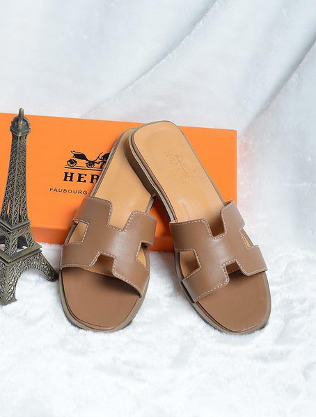 Hermes Slipper Leather HO0418 Brown