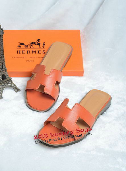 Hermes Slipper Leather HO0418 Orange