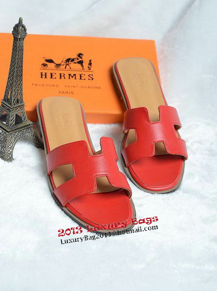 Hermes Slipper Leather HO0418 Red