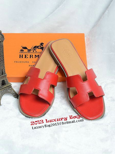 Hermes Slipper Leather HO0418 Red