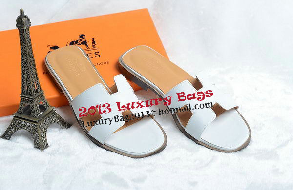 Hermes Slipper Leather HO0418 White