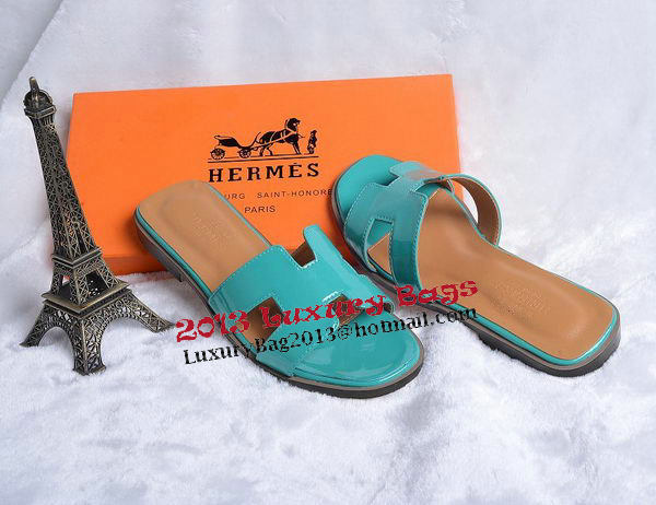 Hermes Slipper Patent Leather HO0430 Green