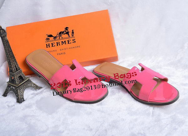 Hermes Slipper Patent Leather HO0430 Rose