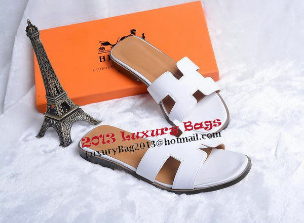 Hermes Slipper Patent Leather HO0430 White