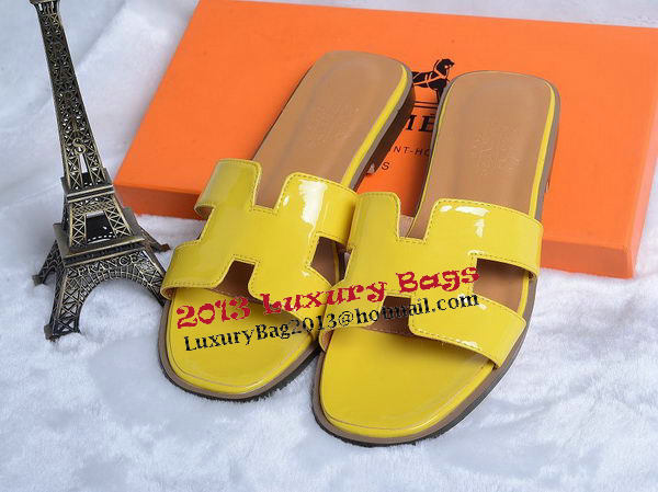 Hermes Slipper Patent Leather HO0430 Yellow
