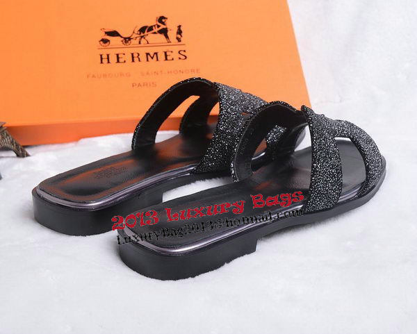 Hermes Slipper Suede Leather HO0446 Black