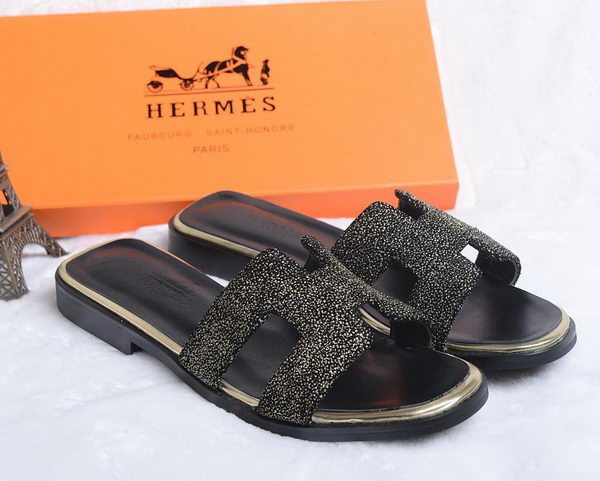 Hermes Slipper Suede Leather HO0447 Black