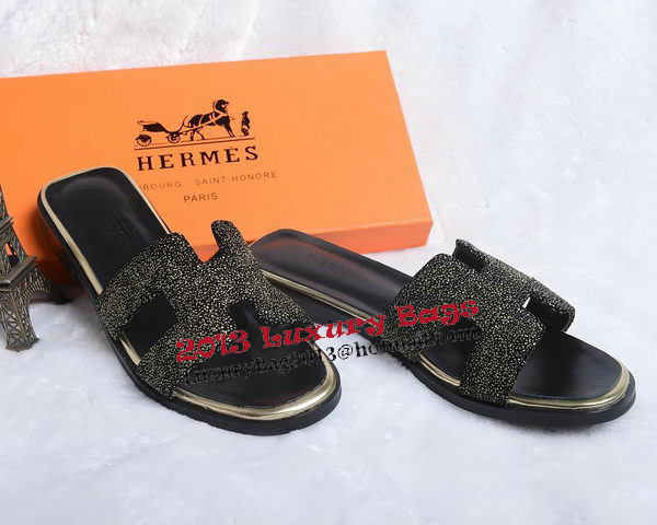 Hermes Slipper Suede Leather HO0447 Black