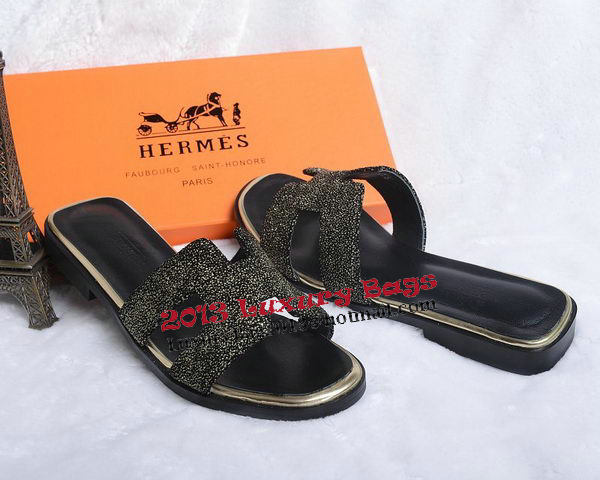 Hermes Slipper Suede Leather HO0447 Black