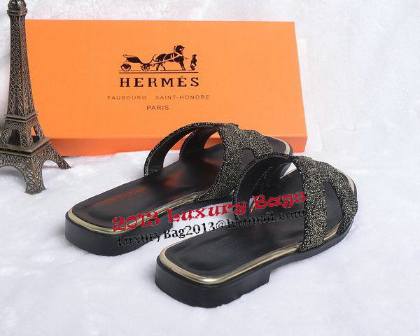 Hermes Slipper Suede Leather HO0447 Black