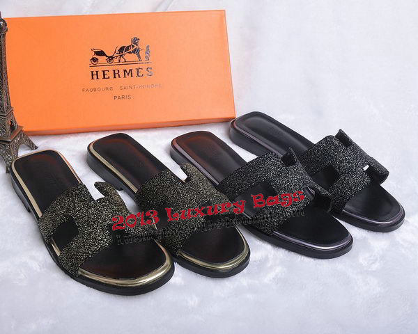 Hermes Slipper Suede Leather HO0447 Black