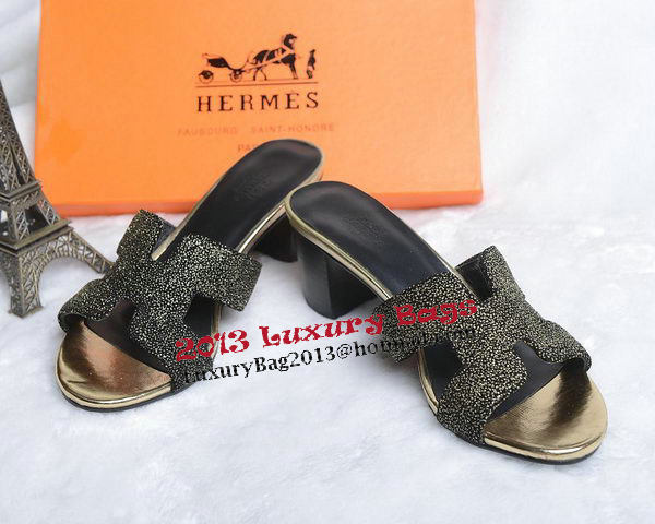 Hermes Slipper Suede Leather HO0449 Black