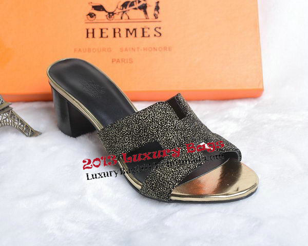 Hermes Slipper Suede Leather HO0449 Black