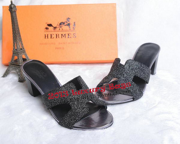 Hermes Slipper Suede Leather HO0450 Black