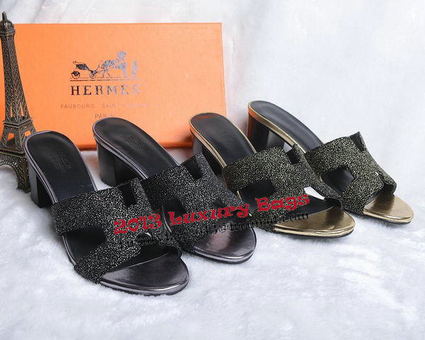 Hermes Slipper Suede Leather HO0450 Black