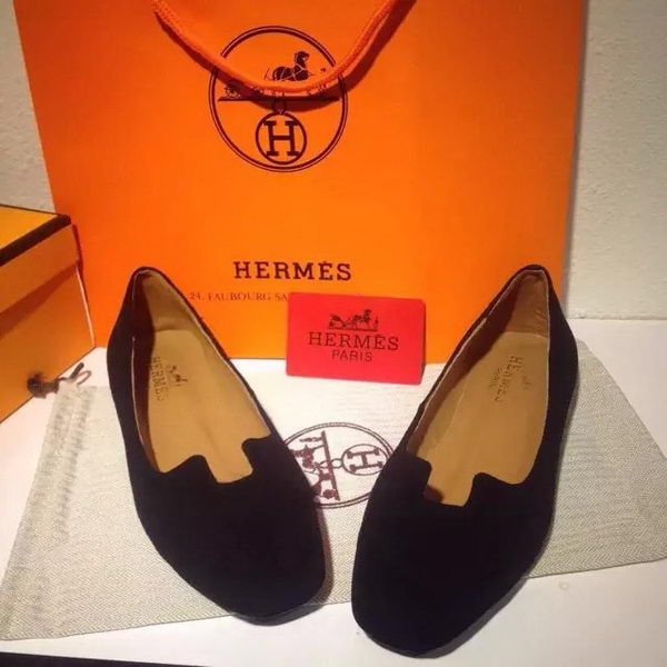 Hermes Suede Leather Flat HO0410 Black