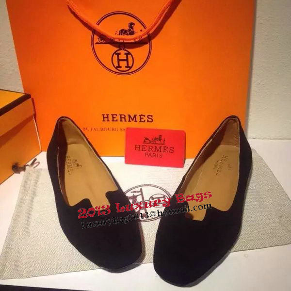Hermes Suede Leather Flat HO0410 Black