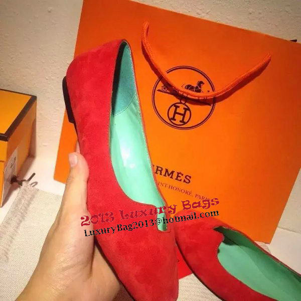 Hermes Suede Leather Flat HO0410 Red