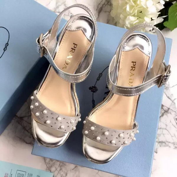 Prada 60mm Sandal Satin PD435 Silver