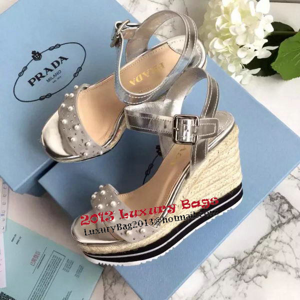 Prada 60mm Sandal Satin PD435 Silver