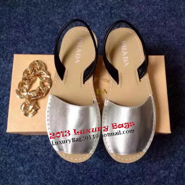 Prada Sandals Leather PD405 Silver