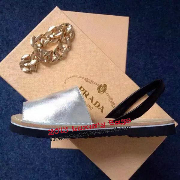 Prada Sandals Leather PD405 Silver