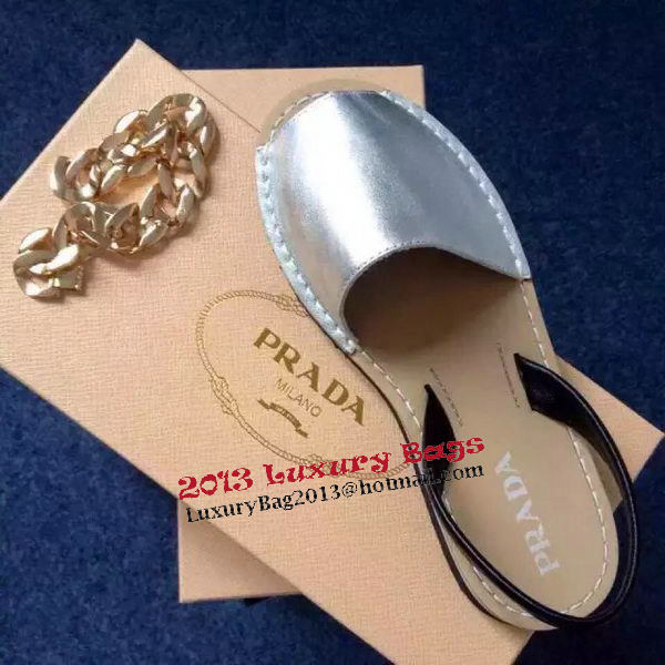 Prada Sandals Leather PD405 Silver