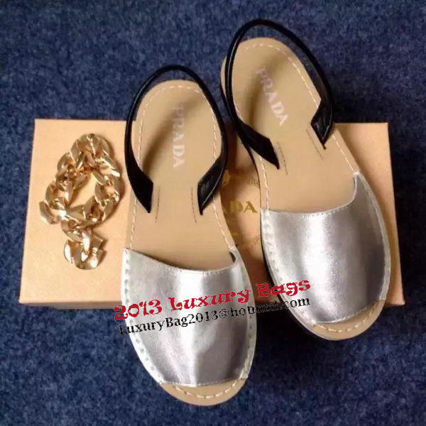 Prada Sandals Leather PD405 Silver