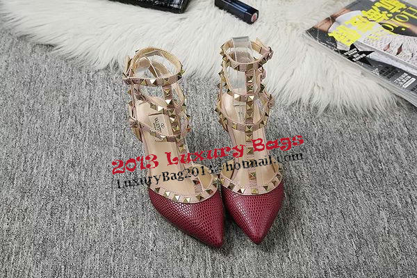 Valentino Lizard Leather Pump VT470 Burgundy