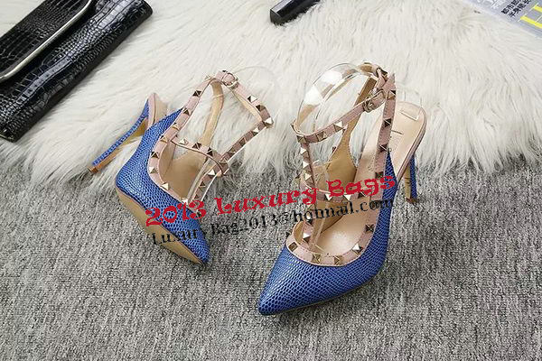 Valentino Lizard Leather Pump VT478 Blue