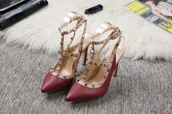 Valentino Lizard Leather Pump VT478 Burgundy