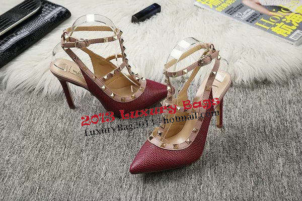 Valentino Lizard Leather Pump VT478 Burgundy