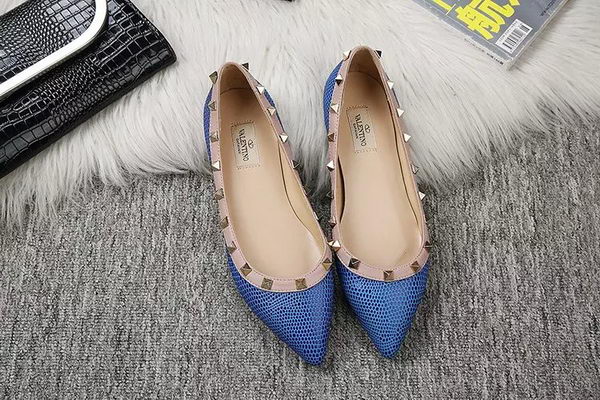 Valentino Point-Toe Flat Lizard Leather VT462 Blue