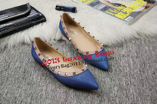 Valentino Point-Toe Flat Lizard Leather VT462 Blue